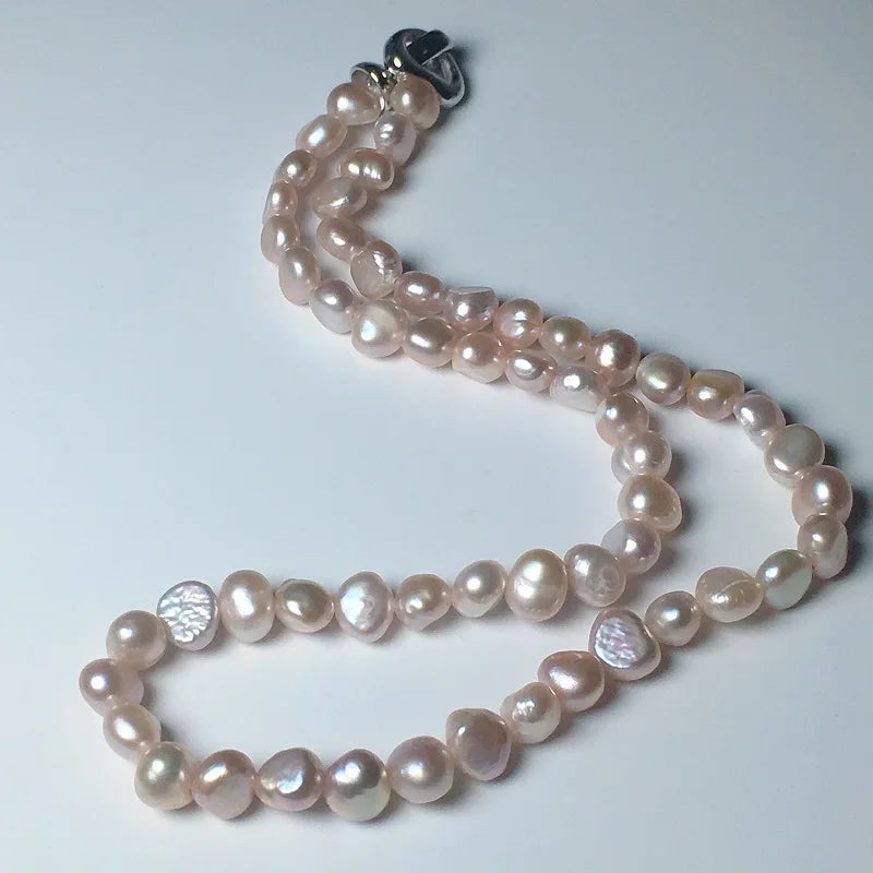 Natural Baroque Pearl Necklace - 7-8mm Real Freshwater Pearl.