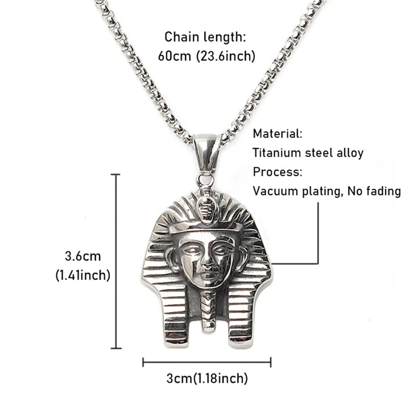 Men Hip Hop Egypt Pharaoh Sphinx Pendant With Stainless Steel Chain Head Pendant Necklaces Chain Punk Jewelry