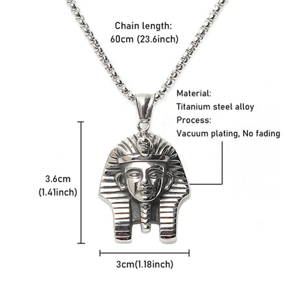 Men Hip Hop Egypt Pharaoh Sphinx Pendant With Stainless Steel Chain Head Pendant Necklaces Chain Punk Jewelry