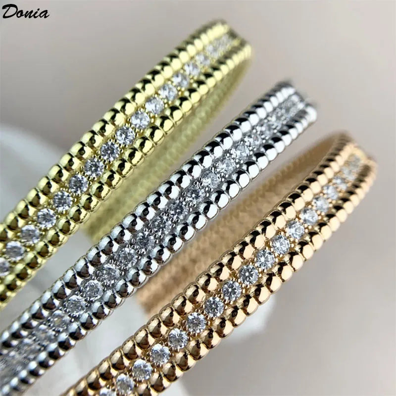 Donia Jewelry European and American fashion new copper micro-inlaid AAA zircon ball buckle bracelet tri-color luxury bracelet