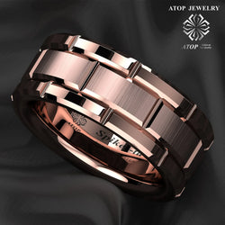 8mm Rose Gold Tungsten Wedding Band.