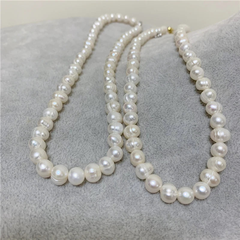 Wholesale18K Gold Pearl Chokers Necklaces 6-7mm Natural Freshwater Pearl Jewelry For Women 2021 Fashion Pretty Wedding Gift'