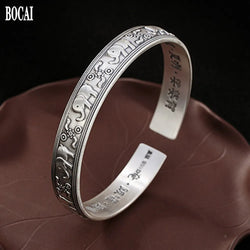 BOCAI new solid S999 pure silver jewelry retro matte versatile elephant open style sterling silver woman bracelet