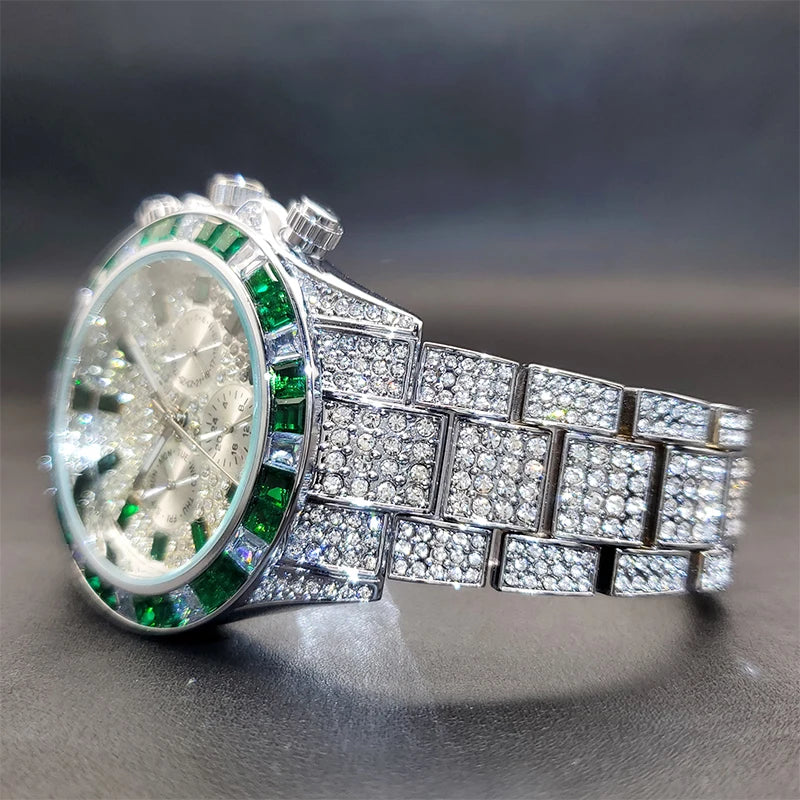 Green Diamond Watch For Men Brand Luxury.