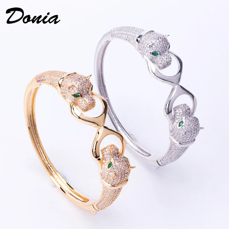 Donia jewelry Personality domineering double-headed leopard bracelet micro-inlaid AAA zircon hot animal bracelet jewelry