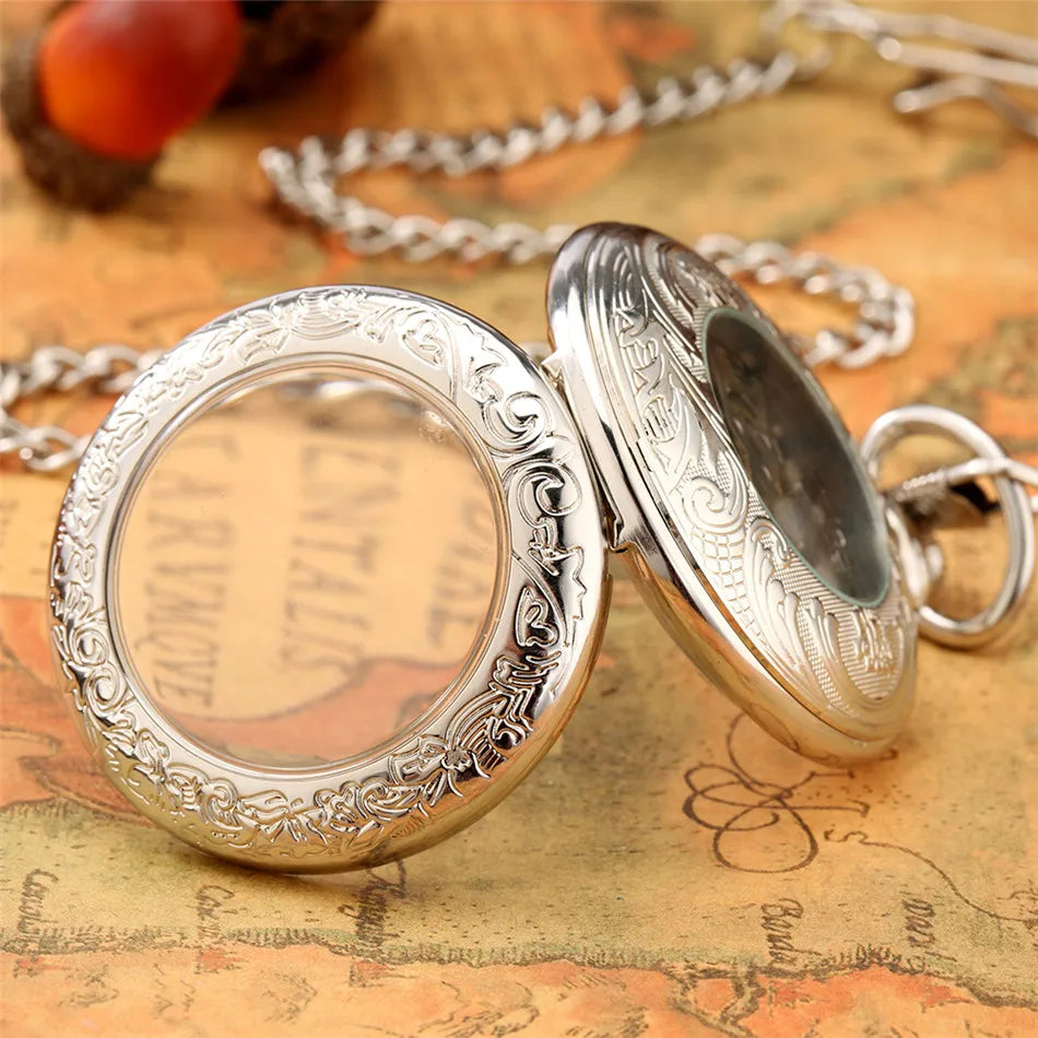 Silver Mechanical Hand Wind Antique Pocket Watch.