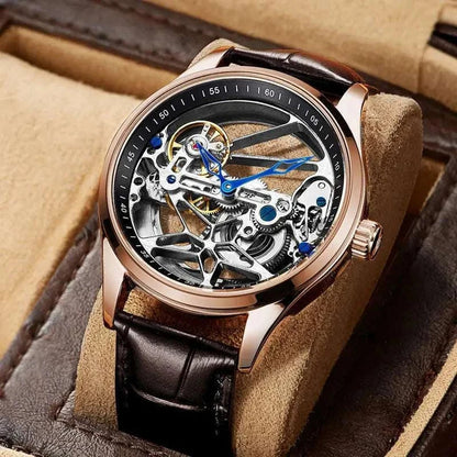 Hollow out Tourbillon Automatic MAN WATCH limited edition Mechanical Watches Fashion Belt and steel band Men&