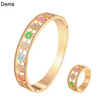 Donia jewelry fashion octagonal star enamel copper micro-inlaid AAA zircon bracelet set creative opening ladies ring set