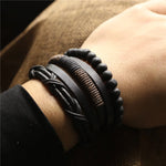 New Punk Handmade Woven Wood Beads Leathers.##