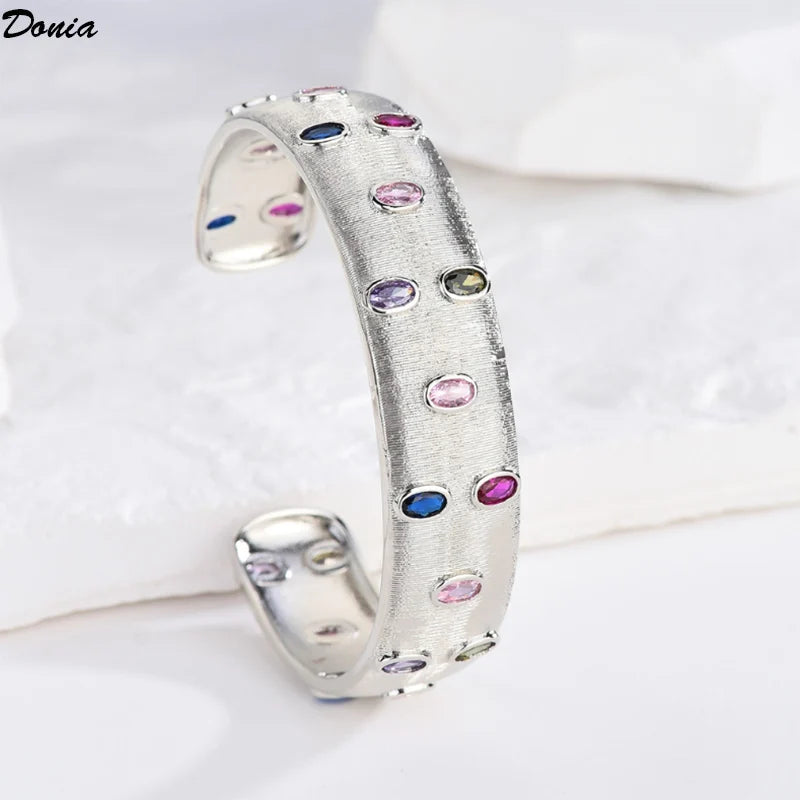 Donia Jewelry European and American fashion luxury colorful AAA zircon bracelet gold-plated retro elegant ladies bracelet