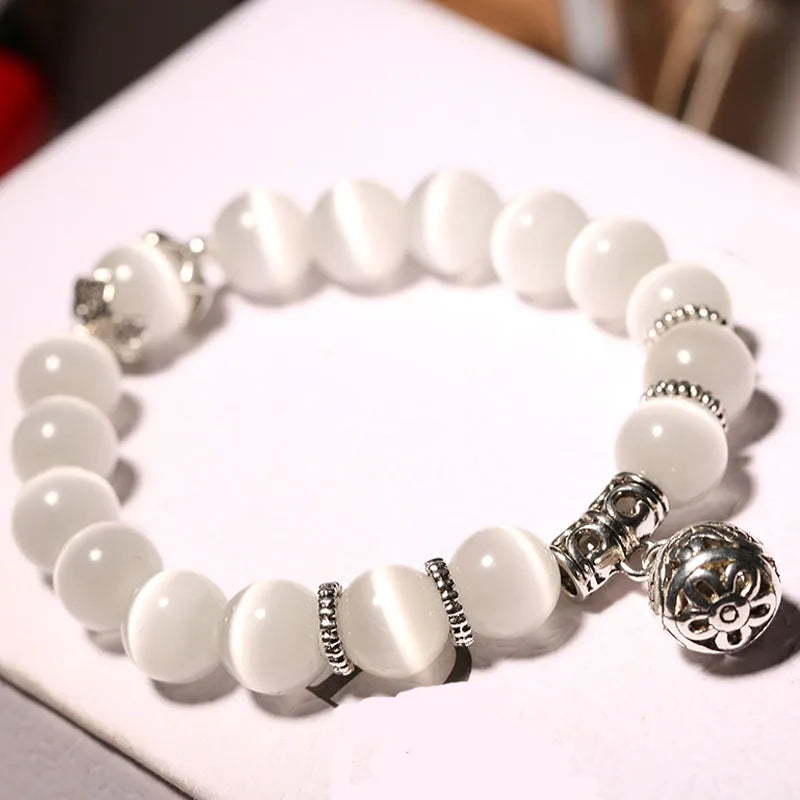 Fashion White Opal Crystal Beaded Bracelets for Women.