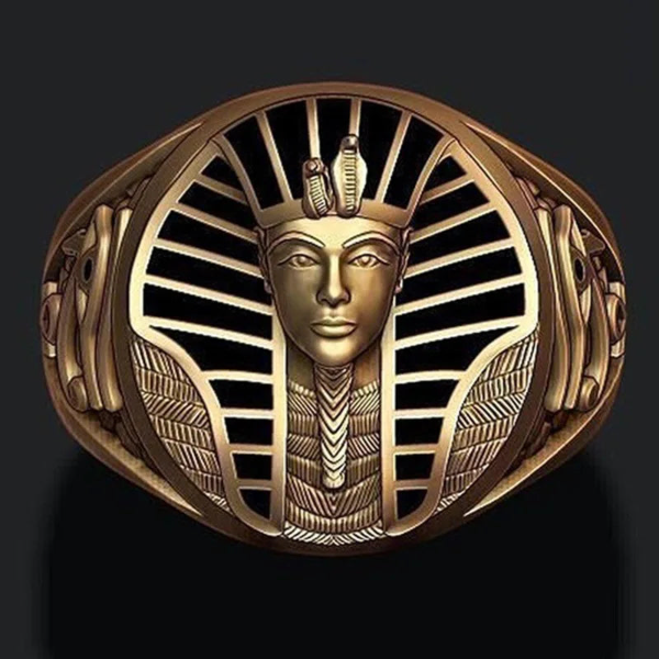 Bronze Egyptian Pharaoh Tutankhamun Men's Ring.