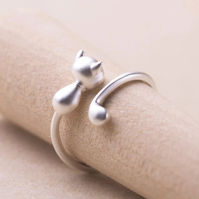 Ring for Men Women Japanese Style Cute Cat Ring.