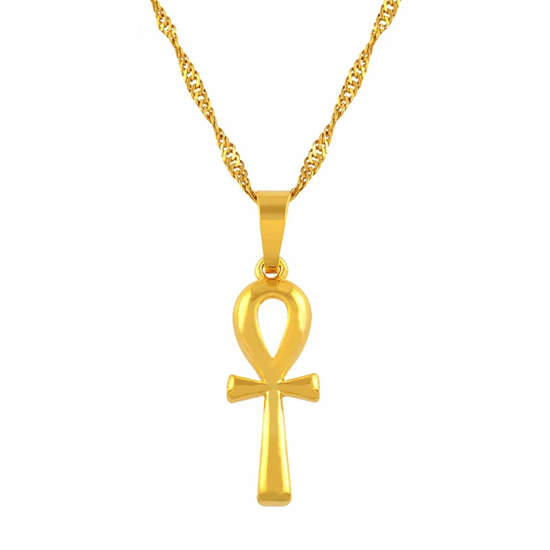 Ankh Pendant Necklace Gold Color Egyptian.