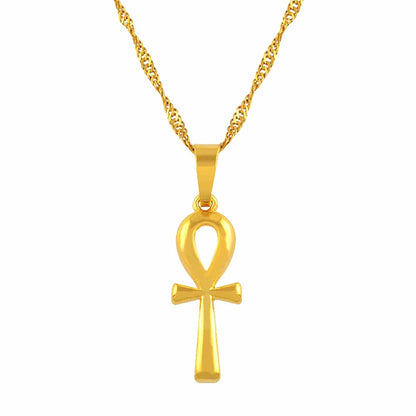 Ankh Pendant Necklace Gold Color Egyptian.