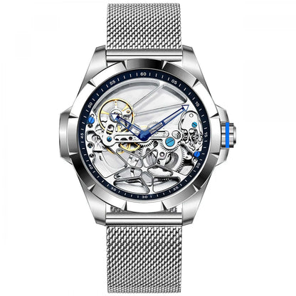 Hollow out Tourbillon Automatic MAN WATCH limited edition Mechanical Watches Fashion Belt and steel band Men&