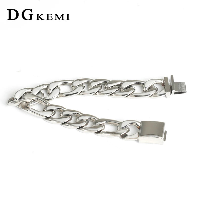 Edgy Cuban chain steel bracelet, unisex.