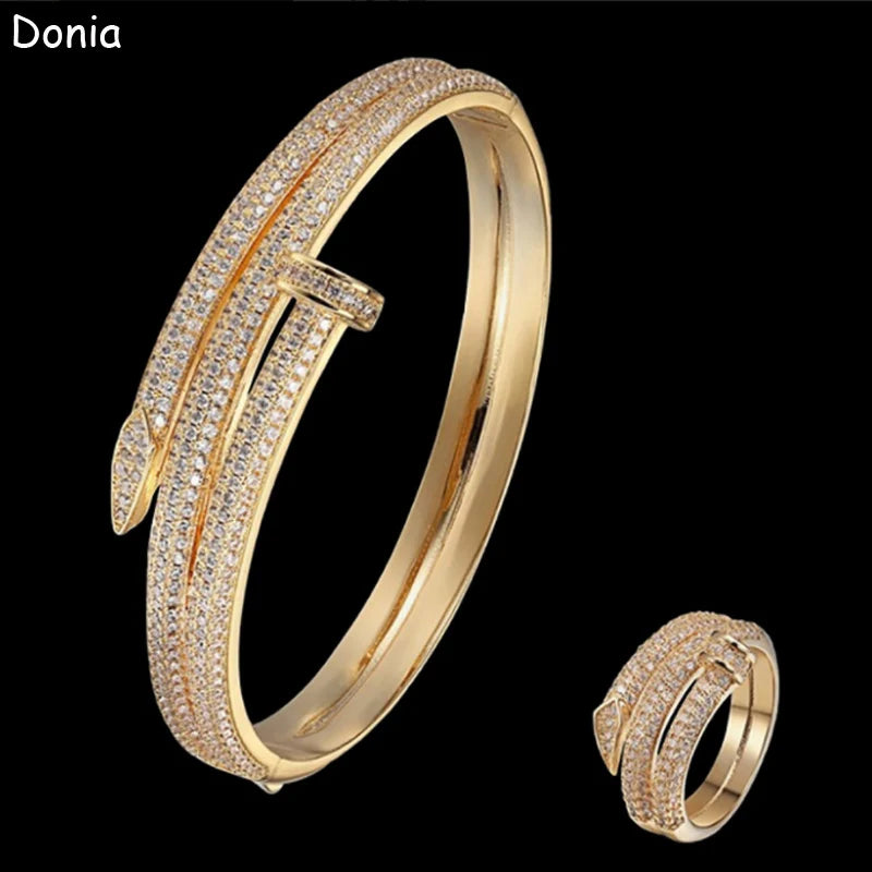 Donia jewelry New fashion classic AAA zircon double ring bracelet ring luxury personalized creative jewelry banquet jewelry