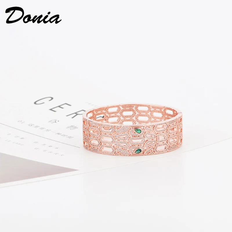 Donia Jewelry Snake Animal Bracelet Men's Party Jewelry Set Metal Copper Zircon Bracelet and Ring Accessory Set