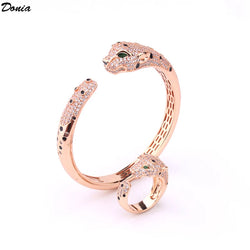 Donia Jewelry New European and American luxury fashion leopard bracelet inlaid AAA zircon leopard ring bracelet set