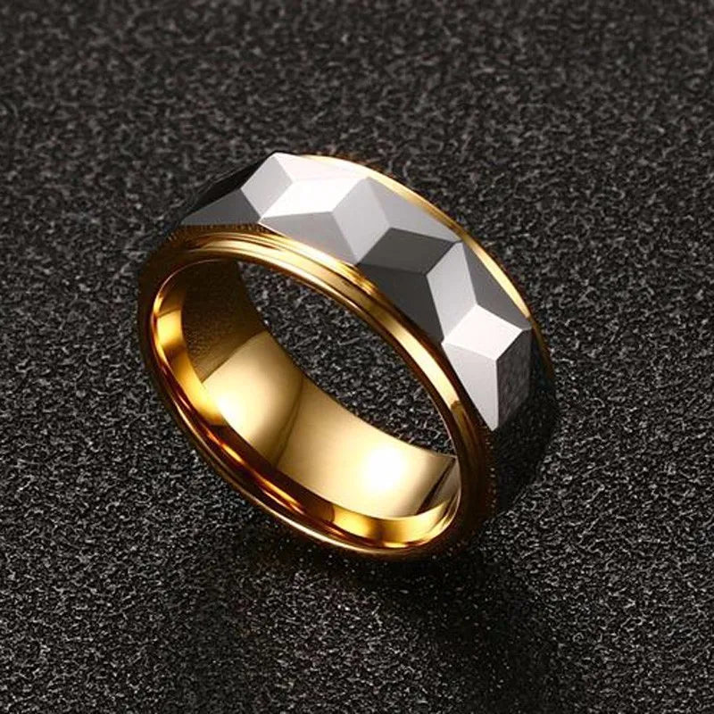 "8MM Comfort Fit Prism Tungsten Ring"