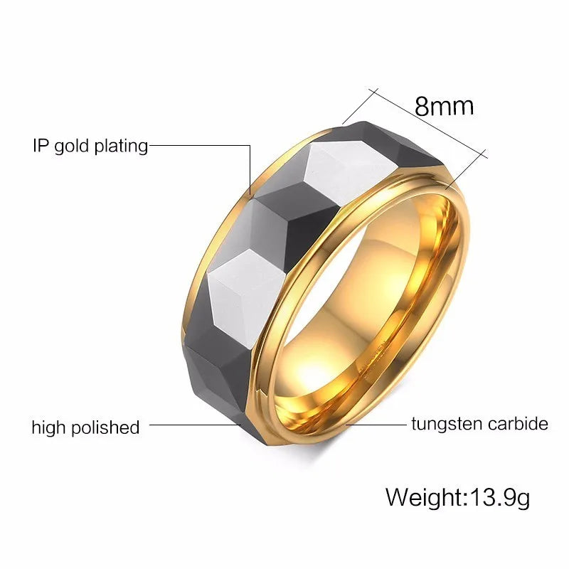 &quot;8MM Comfort Fit Prism Tungsten Ring&quot;