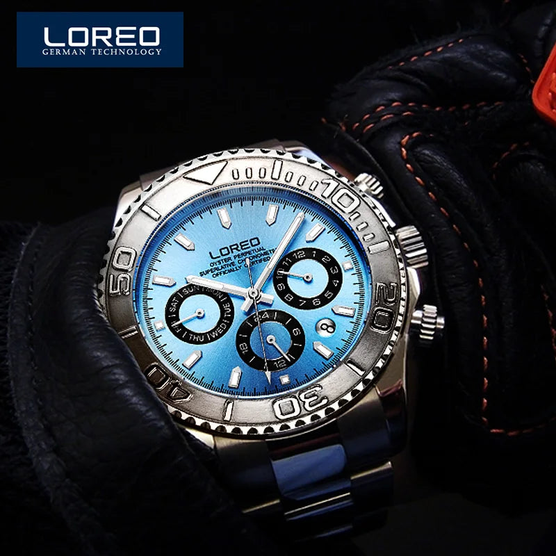 LOREO Top Luxury Brand Multifunction Skeleton Men's Watch.