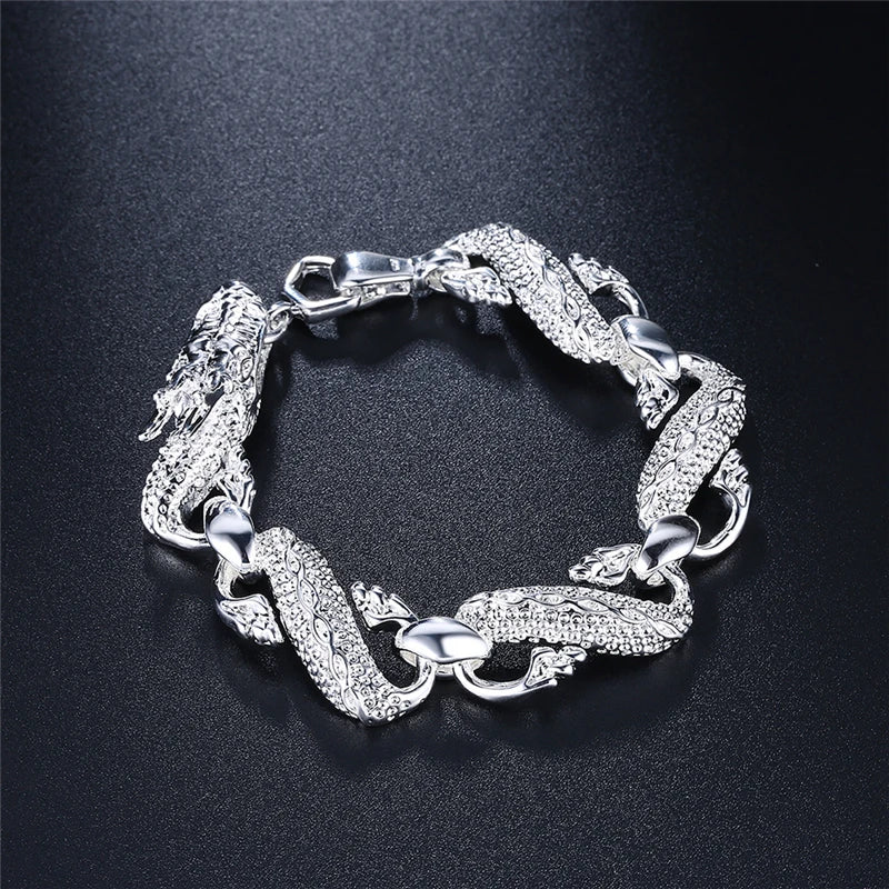 DOTEFFIL New Arrival 925 Sterling Silver Bracelet Bangle Cuff Man Women Dragon Bracelet Fine Jewelry Party Christmas Gift