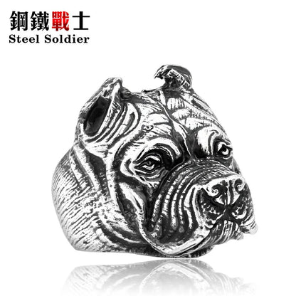 Exaggerated Ring Pit Bulldog Dog Rings