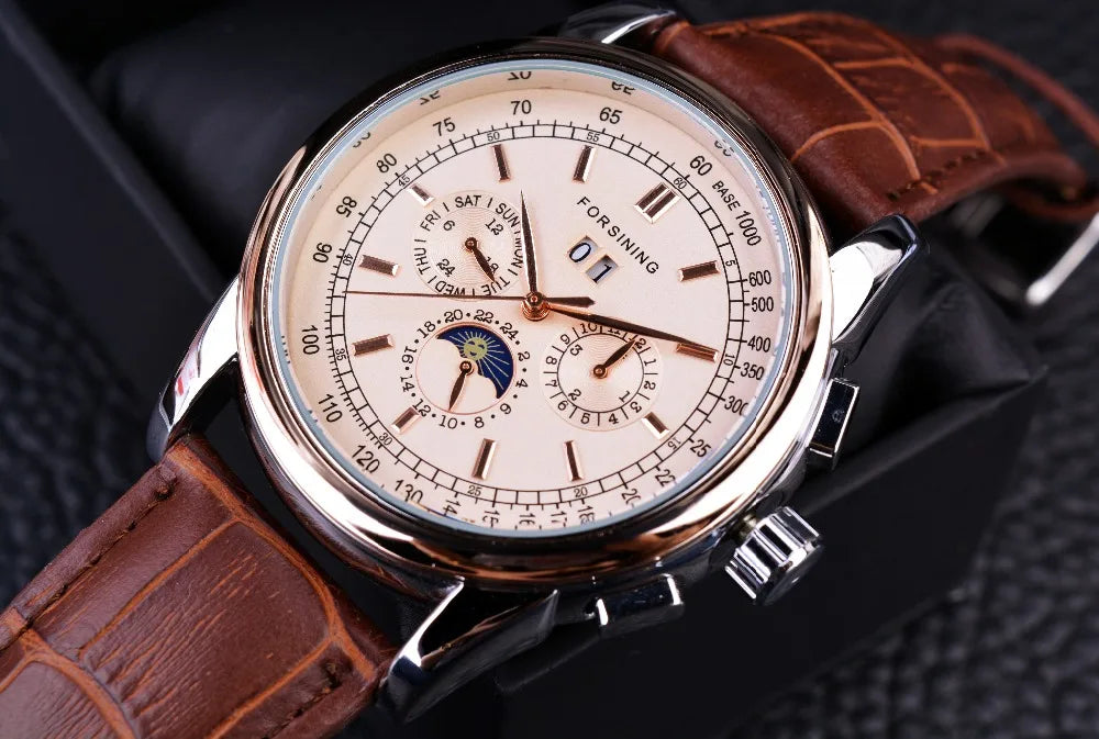 Forsining Moon Phase Shanghai Movement Rose Gold.