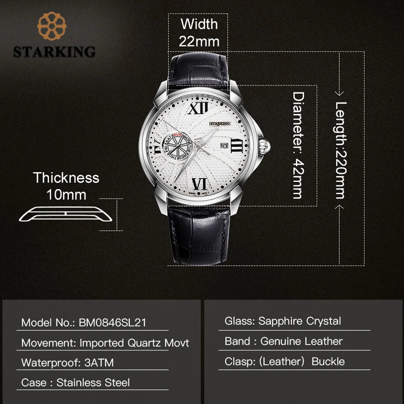 STARKING Men's Luxury Quartz Watch.