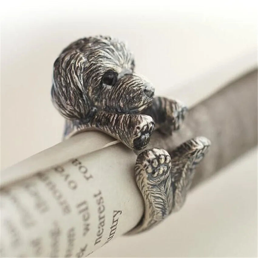 Handmade adjustable Poodle Ring cute dog.