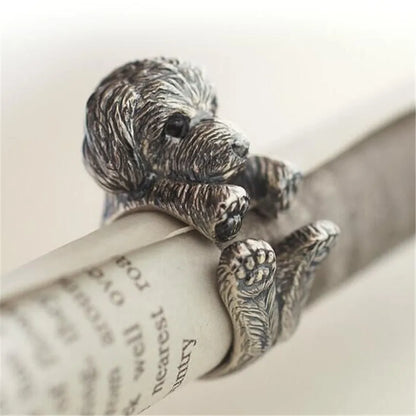 Handmade adjustable Poodle Ring cute dog.