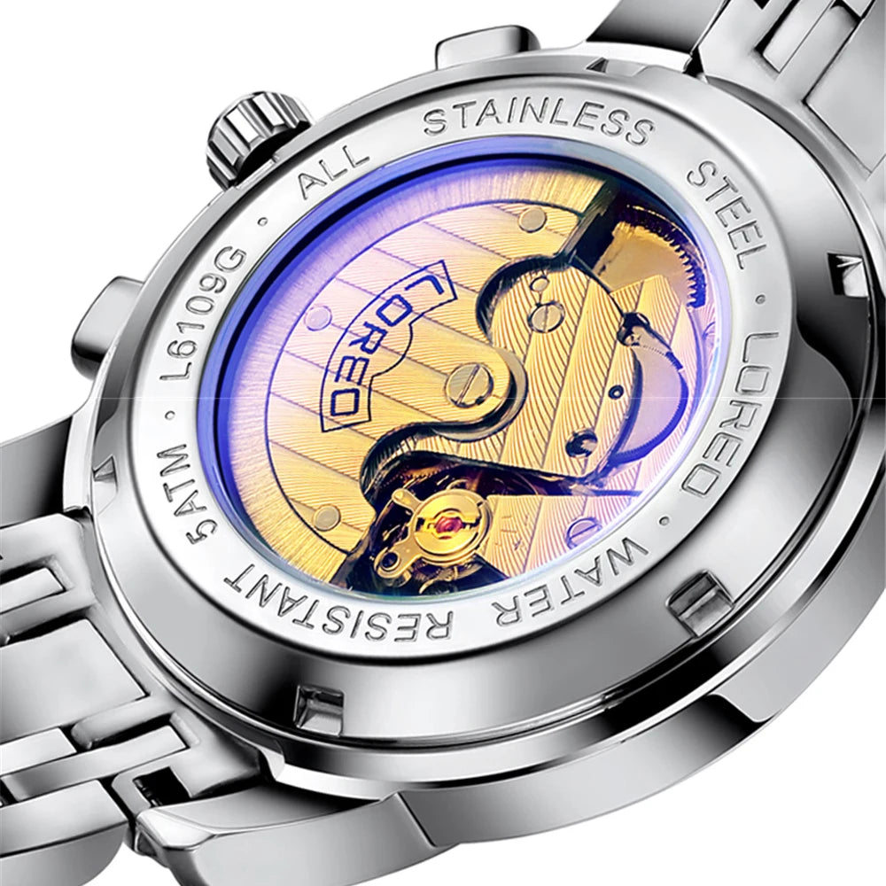 LOREO Men Watch Date Moon Phase Luminous Automatic.