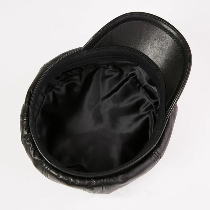 Women's Sheepskin Leather Newsboy Caps