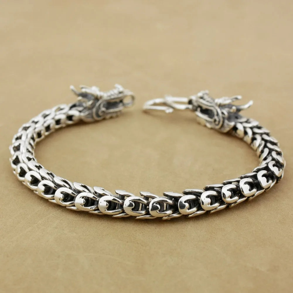 Silver Handmade Dragon Chain Mens Rock.