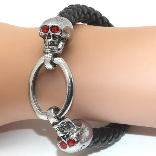 Leather Silver Men Bracelet Titanium Fashion