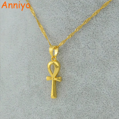 Ankh Pendant Necklace Gold Color Egyptian.