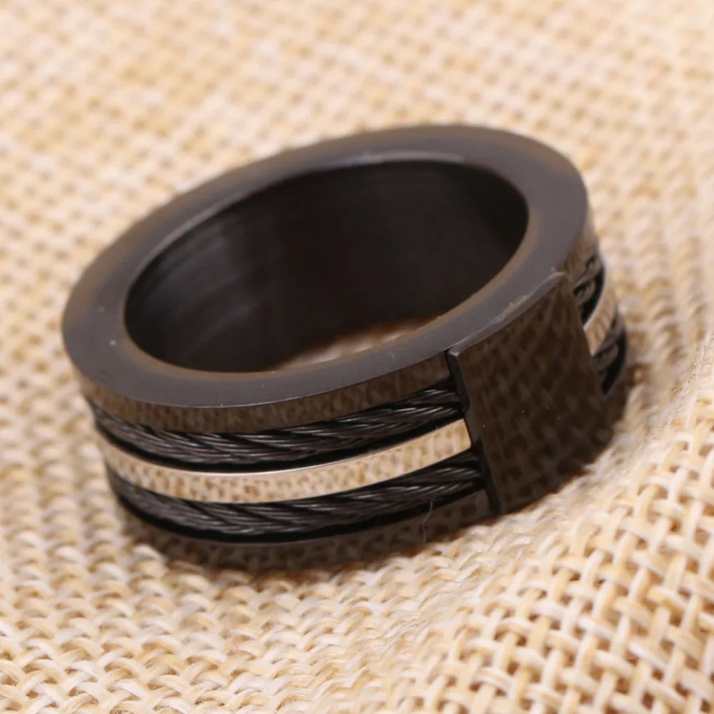 Black Male Unique Ring Wedding Band.