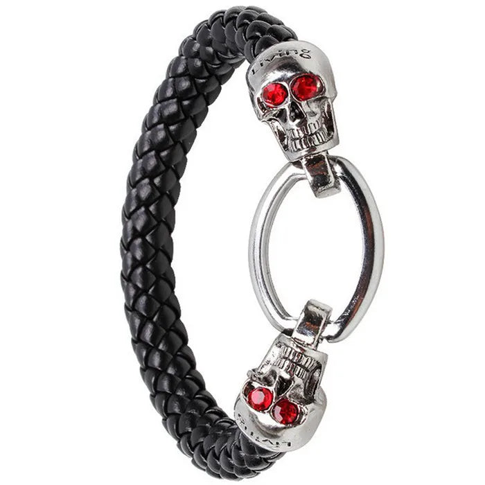 Leather Silver Men Bracelet Titanium Fashion