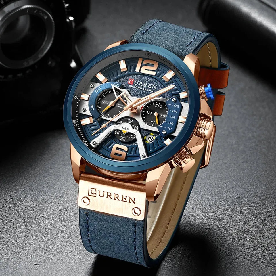 Luxury CURREN men's sport watch, waterproof, stylish.