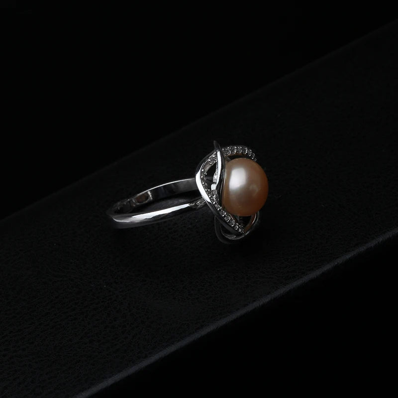 Real Freshwater Pearl Rings Women,White Black .