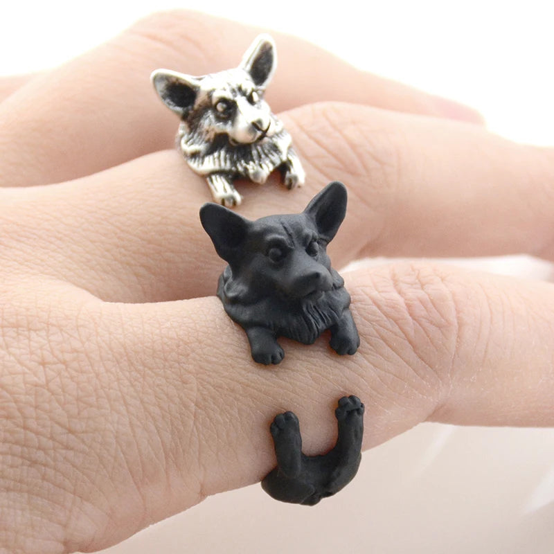 Antique Welsh Corgi Dog Couple Ring