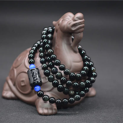 Dragon Phoenix Bracelet Black Obsidian Stone Bead Bracelet For Women Men Transport Lucky Jade Jewelry