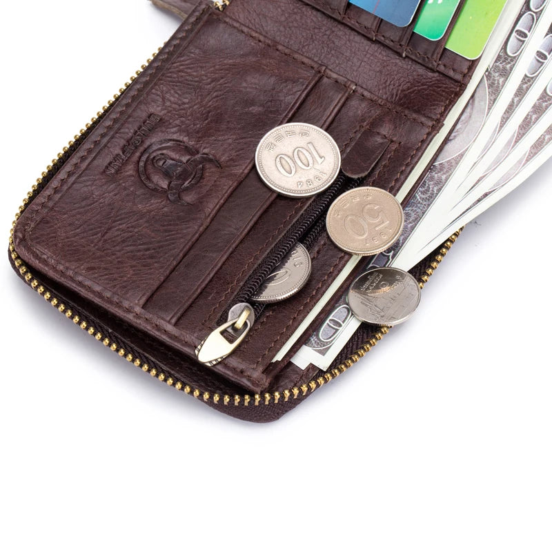 Brand Genuine Leather Men Wallets Short.