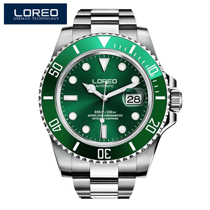 2019 LOREO 20bar Green Diving Watch.