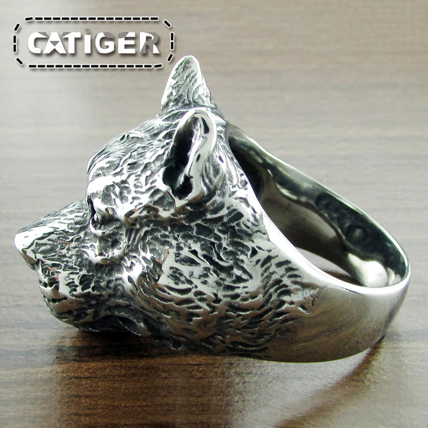 Punk Stainless Steel Animal Pit Dog Ring