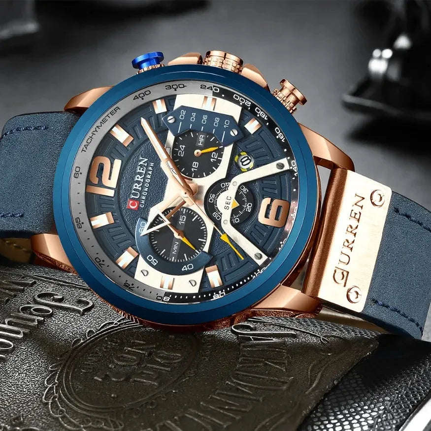 Luxury CURREN men's sport watch, waterproof, stylish.