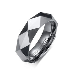 Tungsten Carbide Silver Color Multi-Faceted.