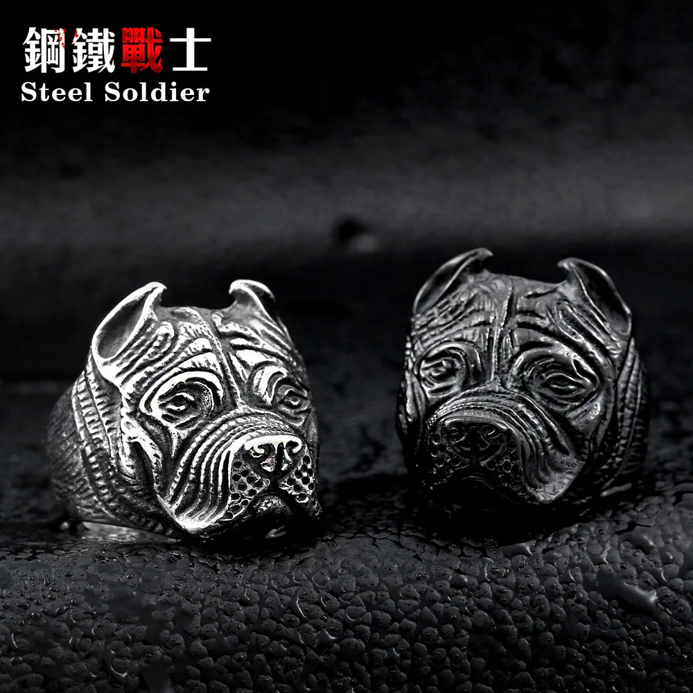 Exaggerated Ring Pit Bulldog Dog Rings